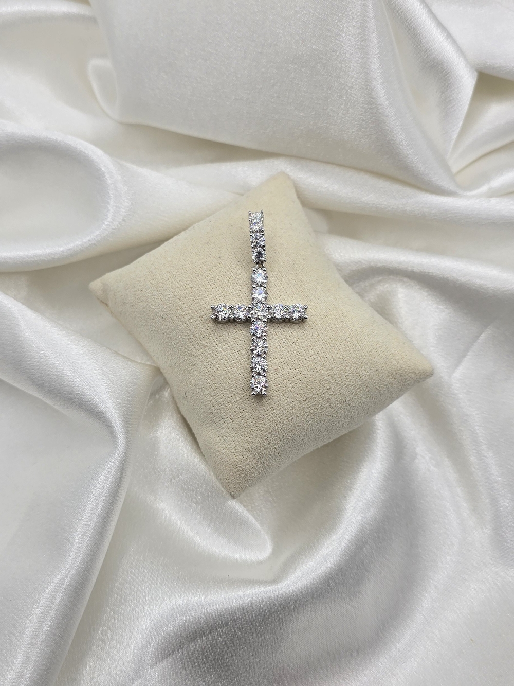 Luxury Rhodium Over Sterling Silver 925 Moissanite Tennis Pendant Necklace
